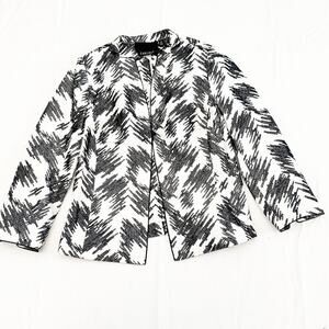 Carlisle Patterned Black White Modern Print Business Blazer 1-Button Size 6